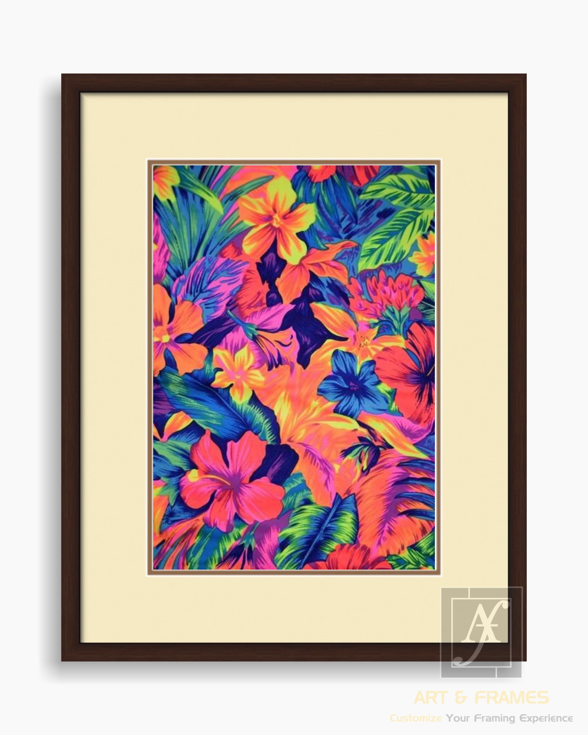 FLORAL ART WITH FRAME & DOUBLE MOUNT (41)