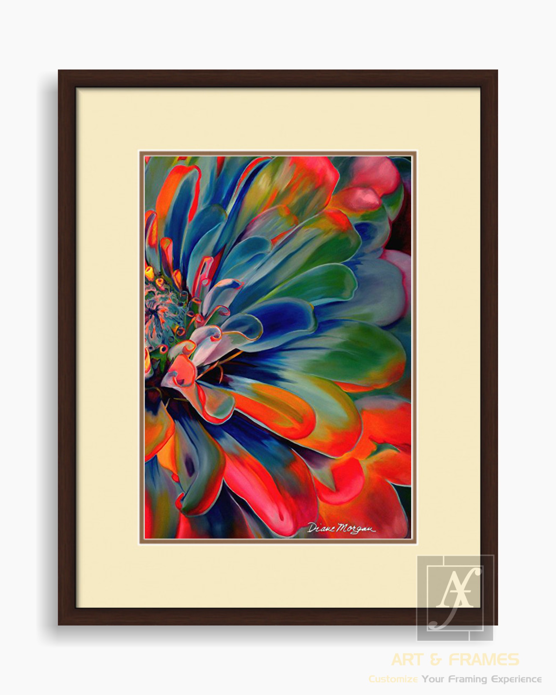 FLORAL ART WITH FRAME & DOUBLE MOUNT (48)