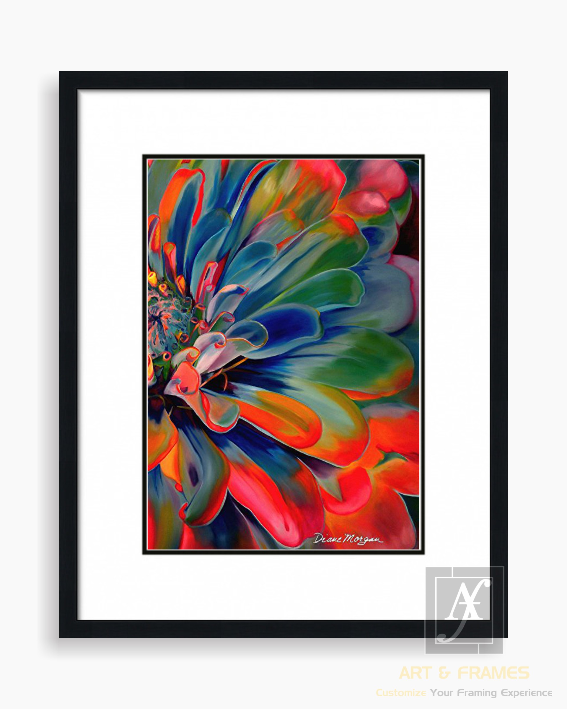 FLORAL ART WITH FRAME & DOUBLE MOUNT (48)