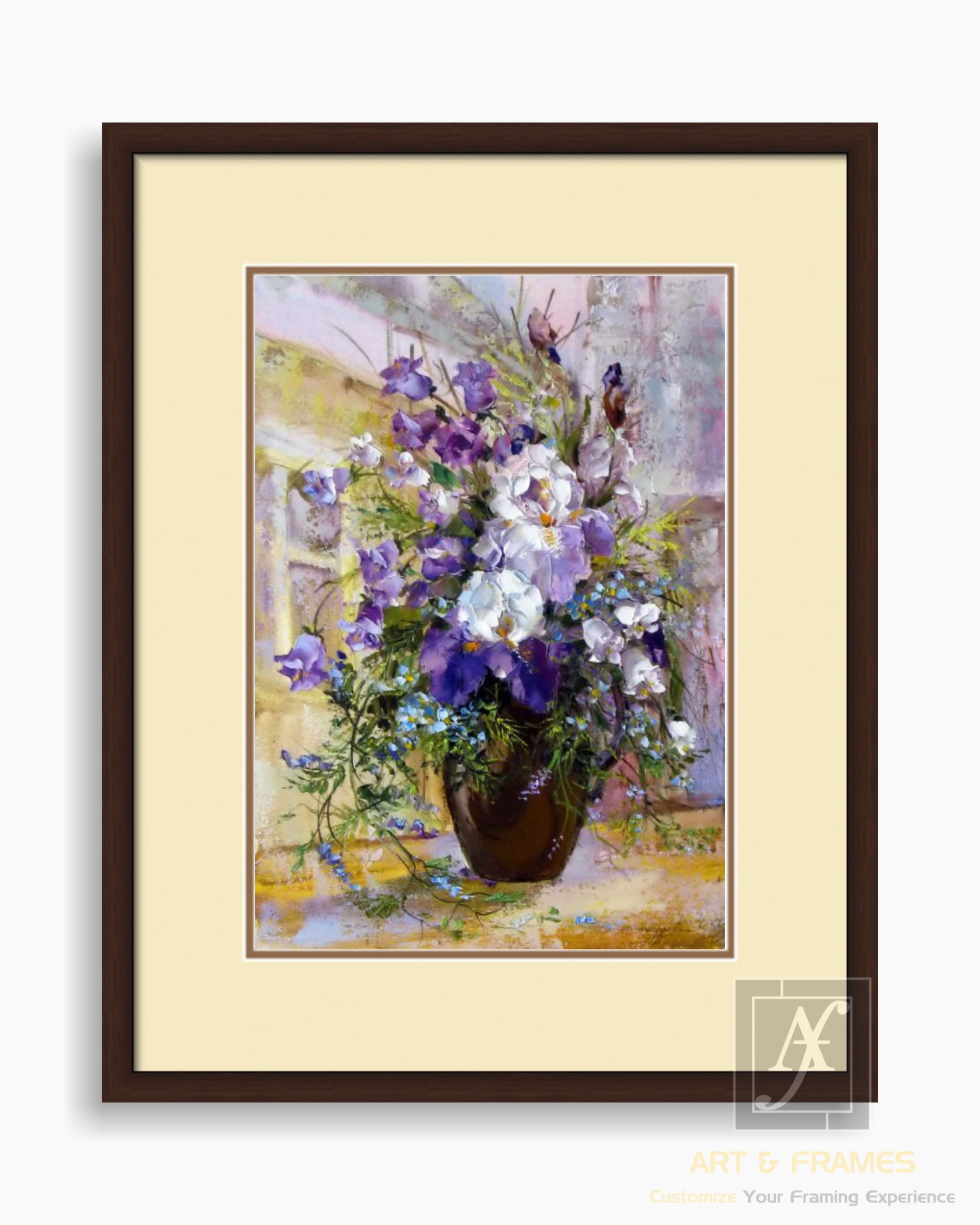 FLORAL ART WITH FRAME & DOUBLE MOUNT (50)