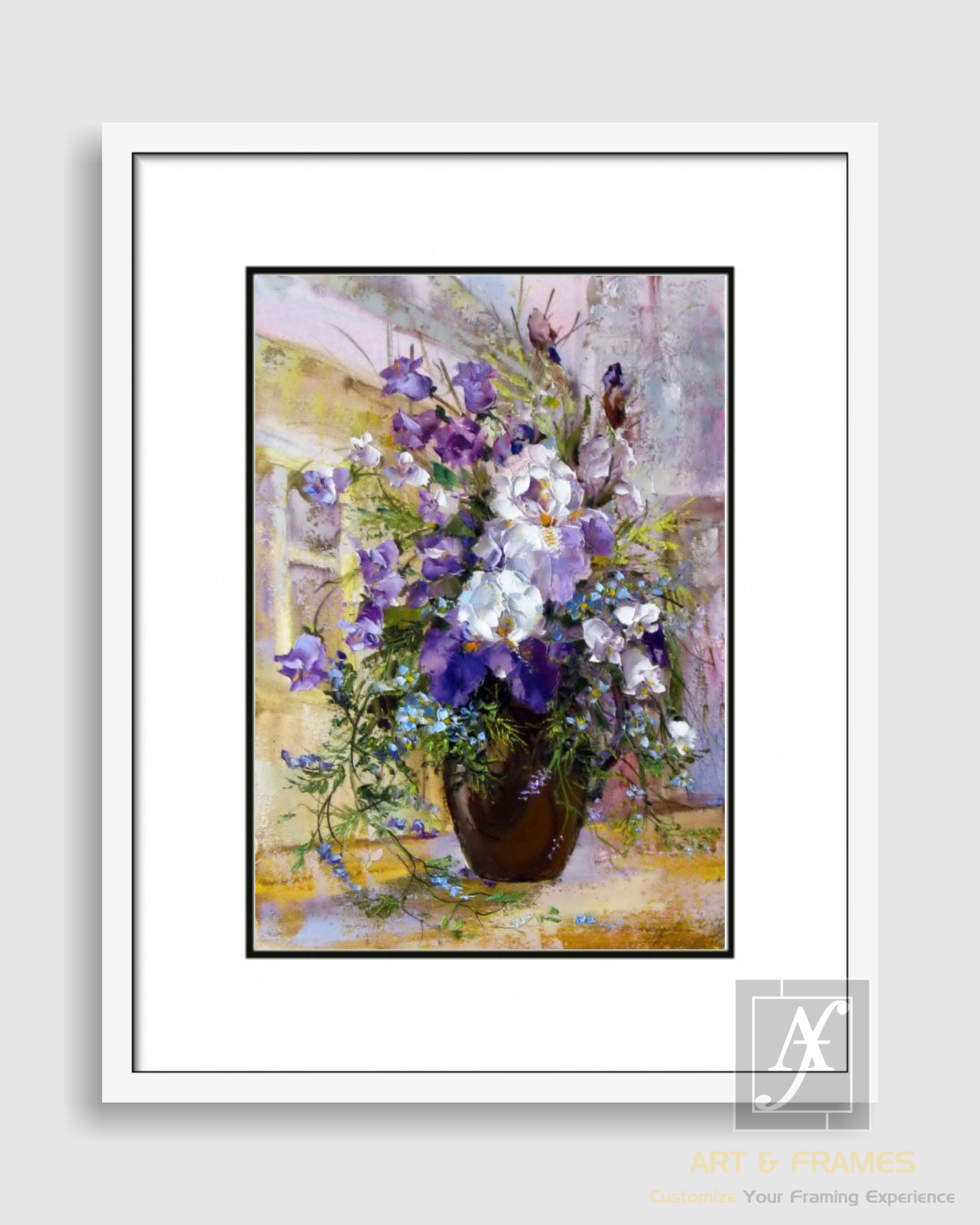 FLORAL ART WITH FRAME & DOUBLE MOUNT (50)
