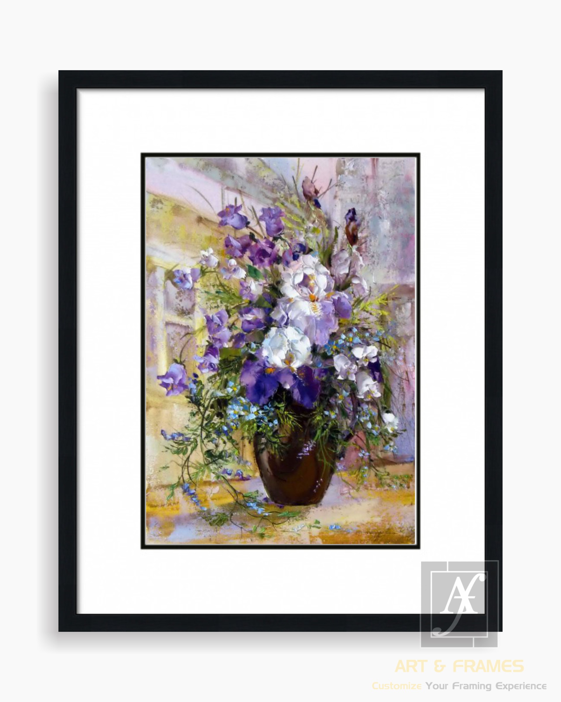 FLORAL ART WITH FRAME & DOUBLE MOUNT (50)