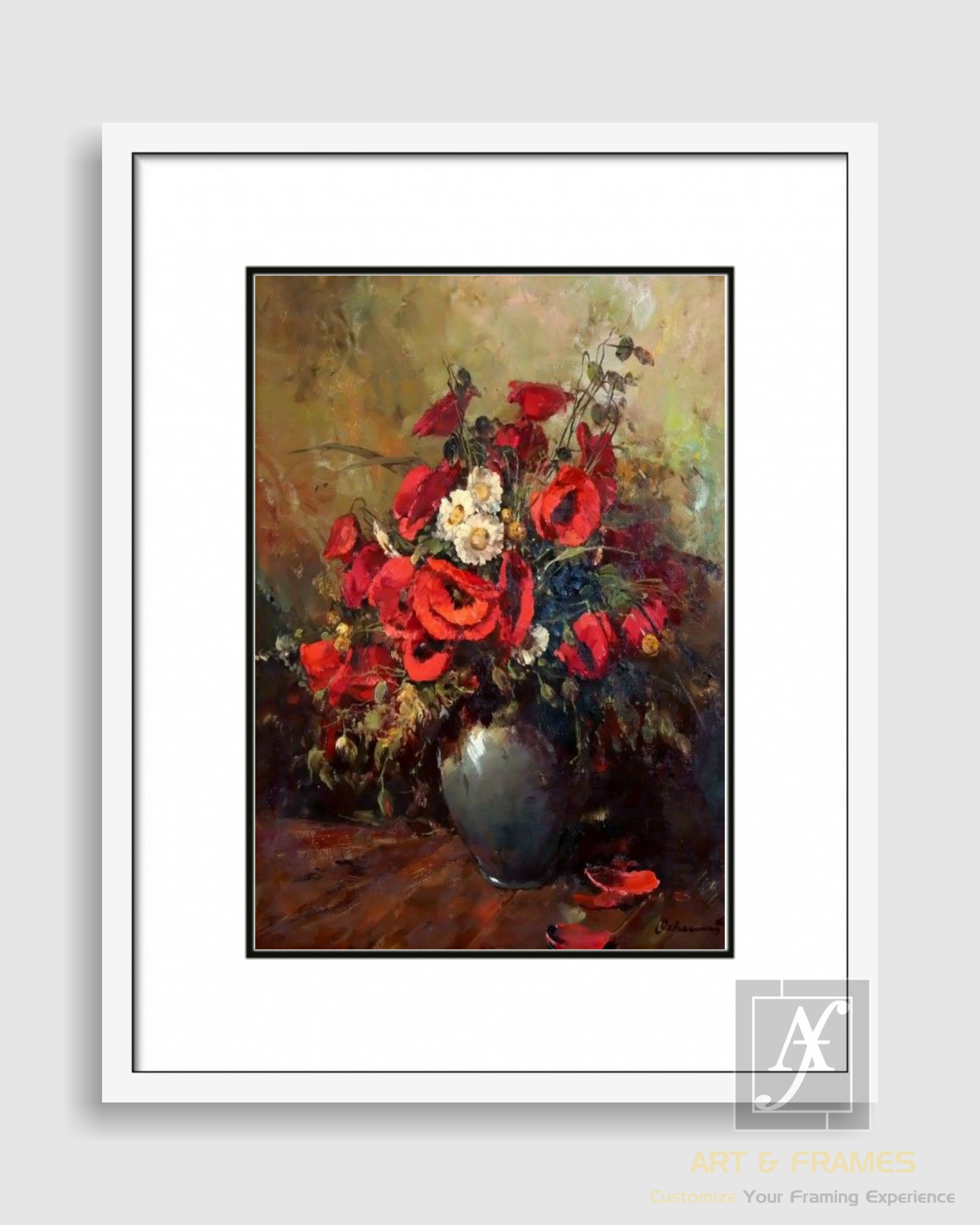 FLORAL ART WITH FRAME & DOUBLE MOUNT (55)