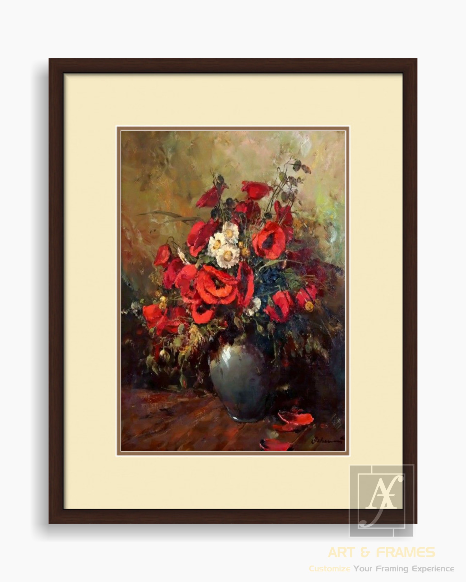 FLORAL ART WITH FRAME & DOUBLE MOUNT (55)