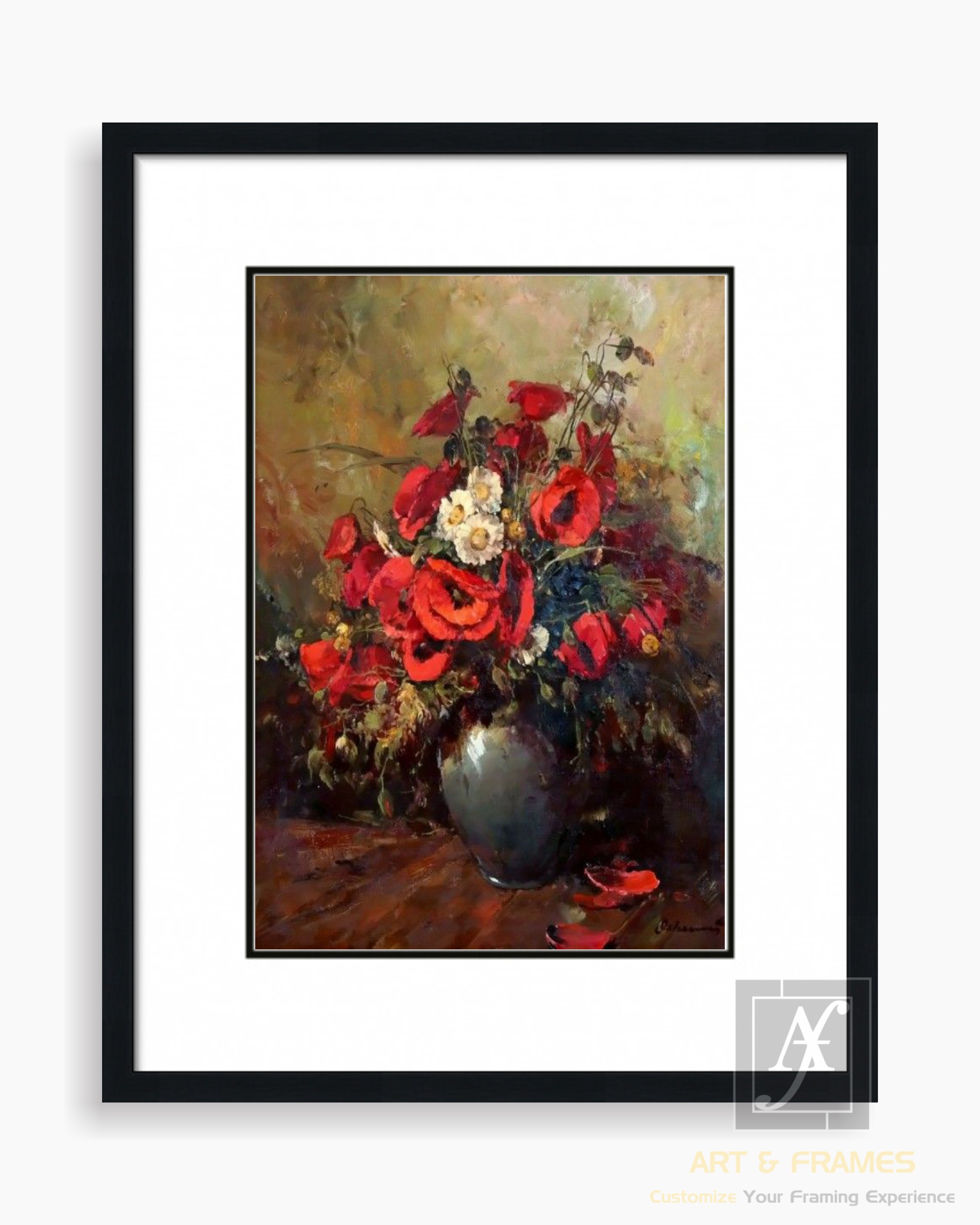 FLORAL ART WITH FRAME & DOUBLE MOUNT (55)