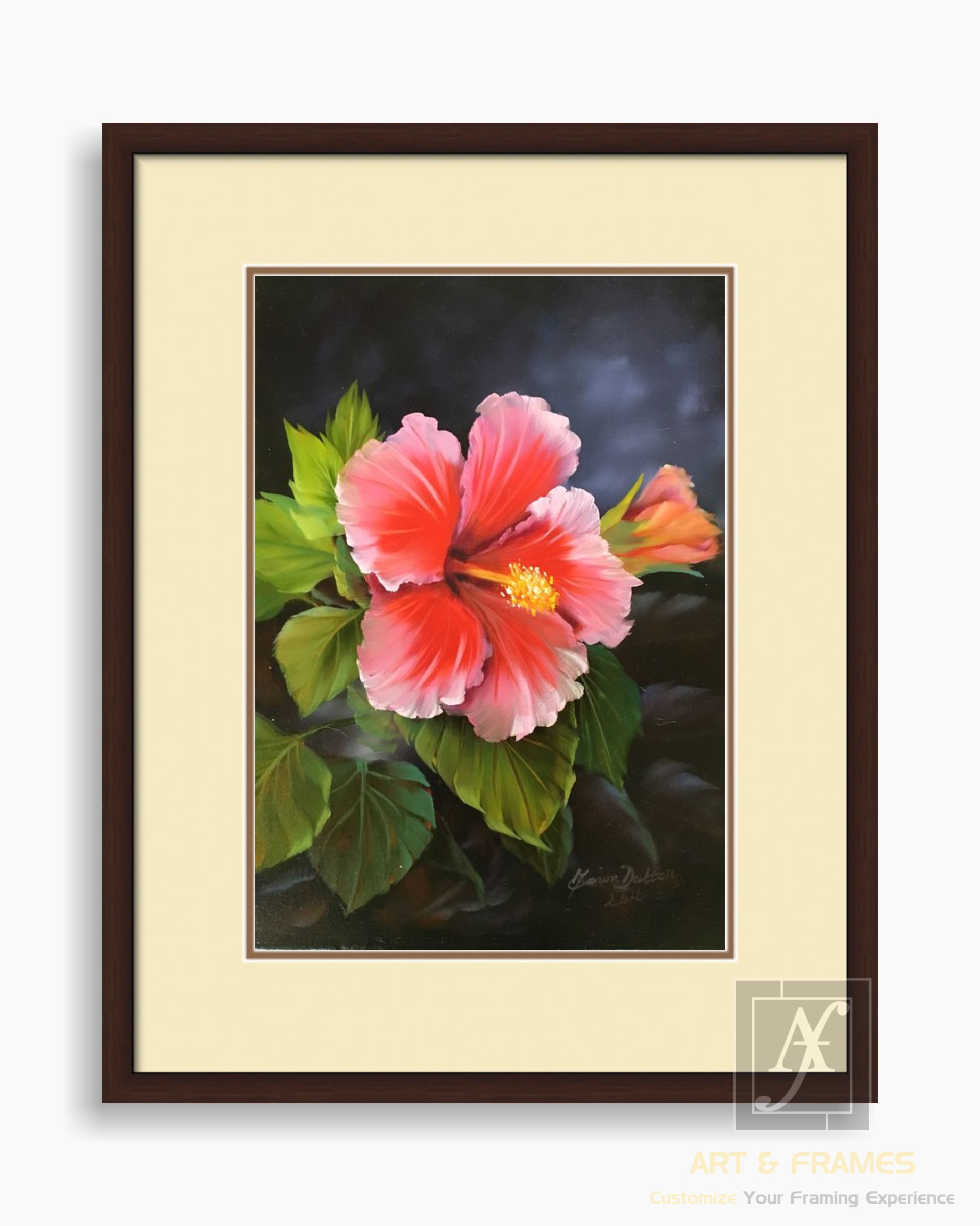 FLORAL ART WITH FRAME & DOUBLE MOUNT (61)