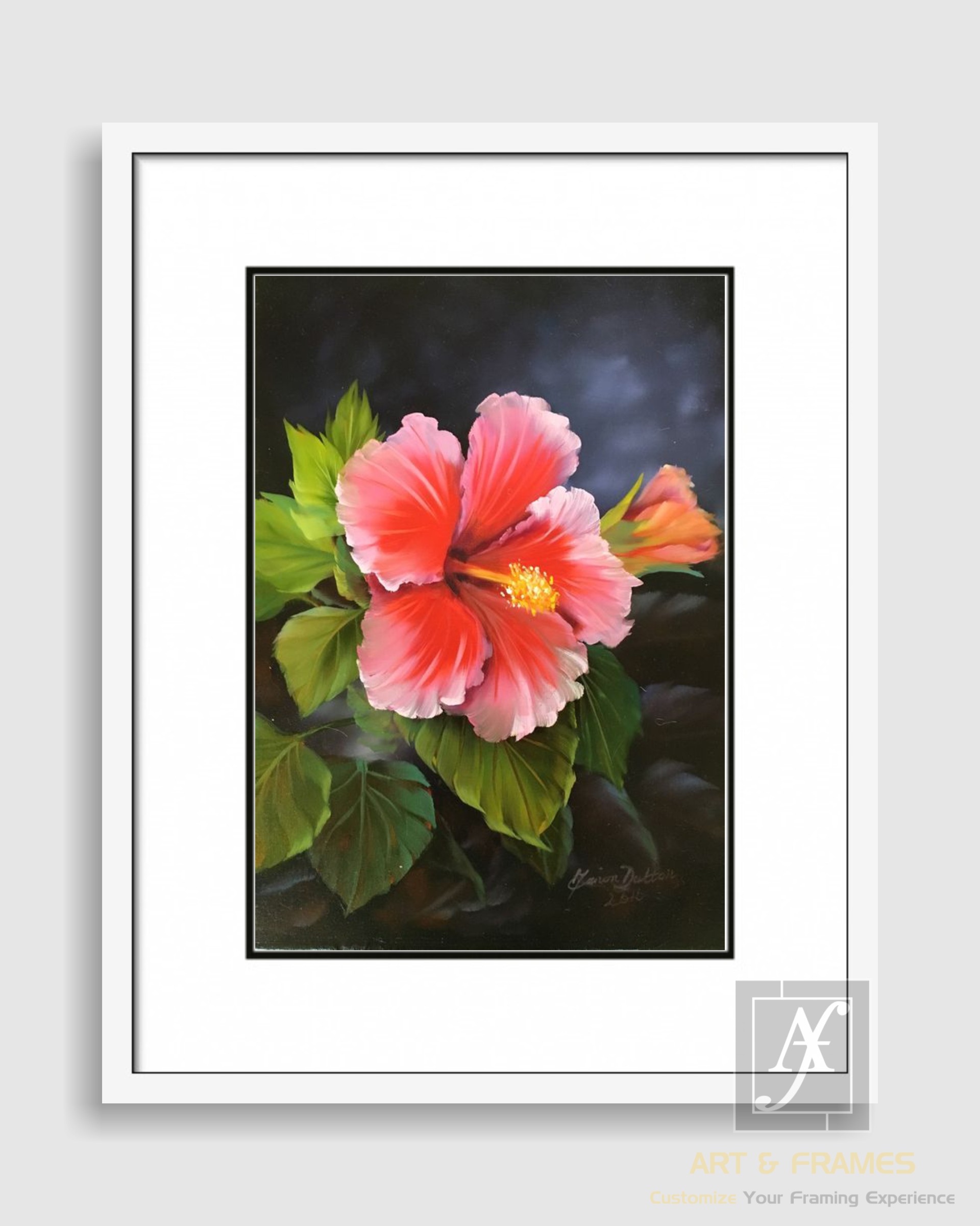 FLORAL ART WITH FRAME & DOUBLE MOUNT (61)