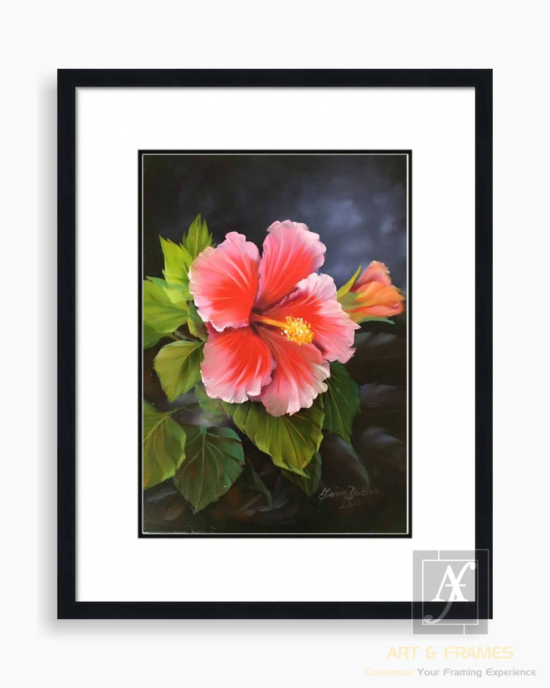 FLORAL ART WITH FRAME & DOUBLE MOUNT (61)
