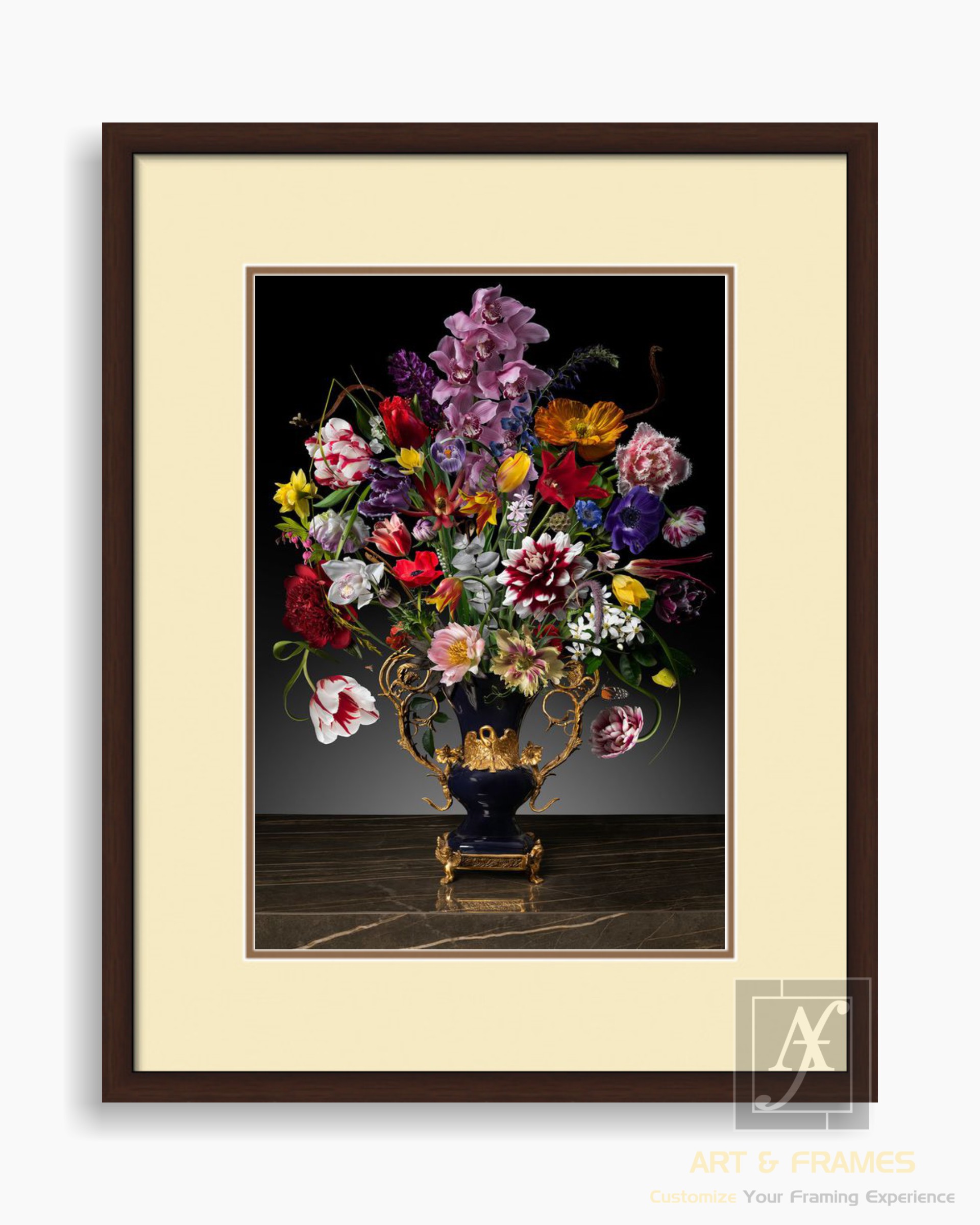 FLORAL ART WITH FRAME & DOUBLE MOUNT (67)