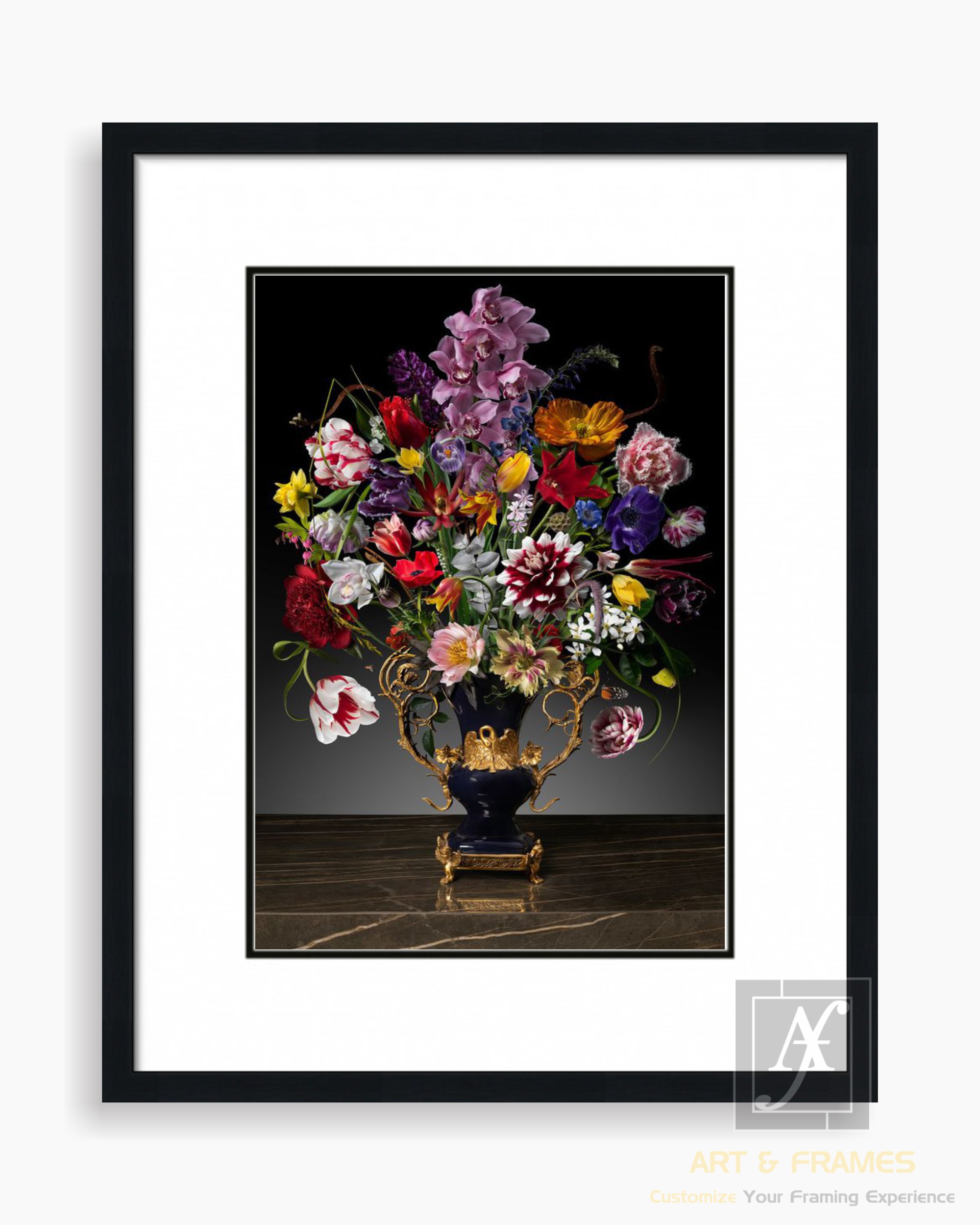 FLORAL ART WITH FRAME & DOUBLE MOUNT (67)