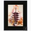 PAGODA JAPAN IN WATER COLOR
