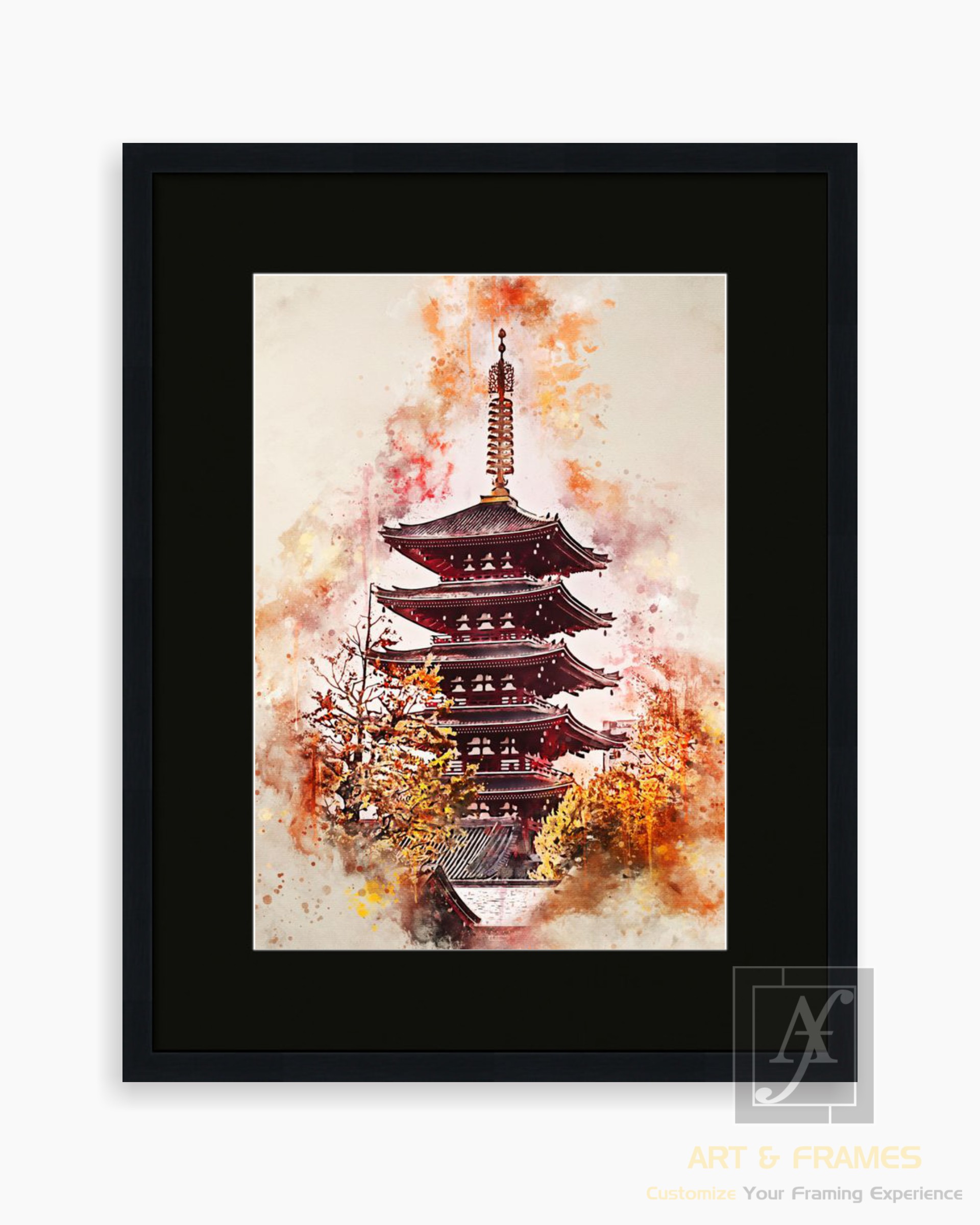 PAGODA JAPAN IN WATER COLOR